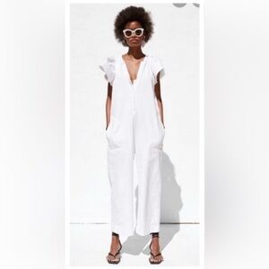 Zara cap sleeve ruffle sleeve jumpsuit